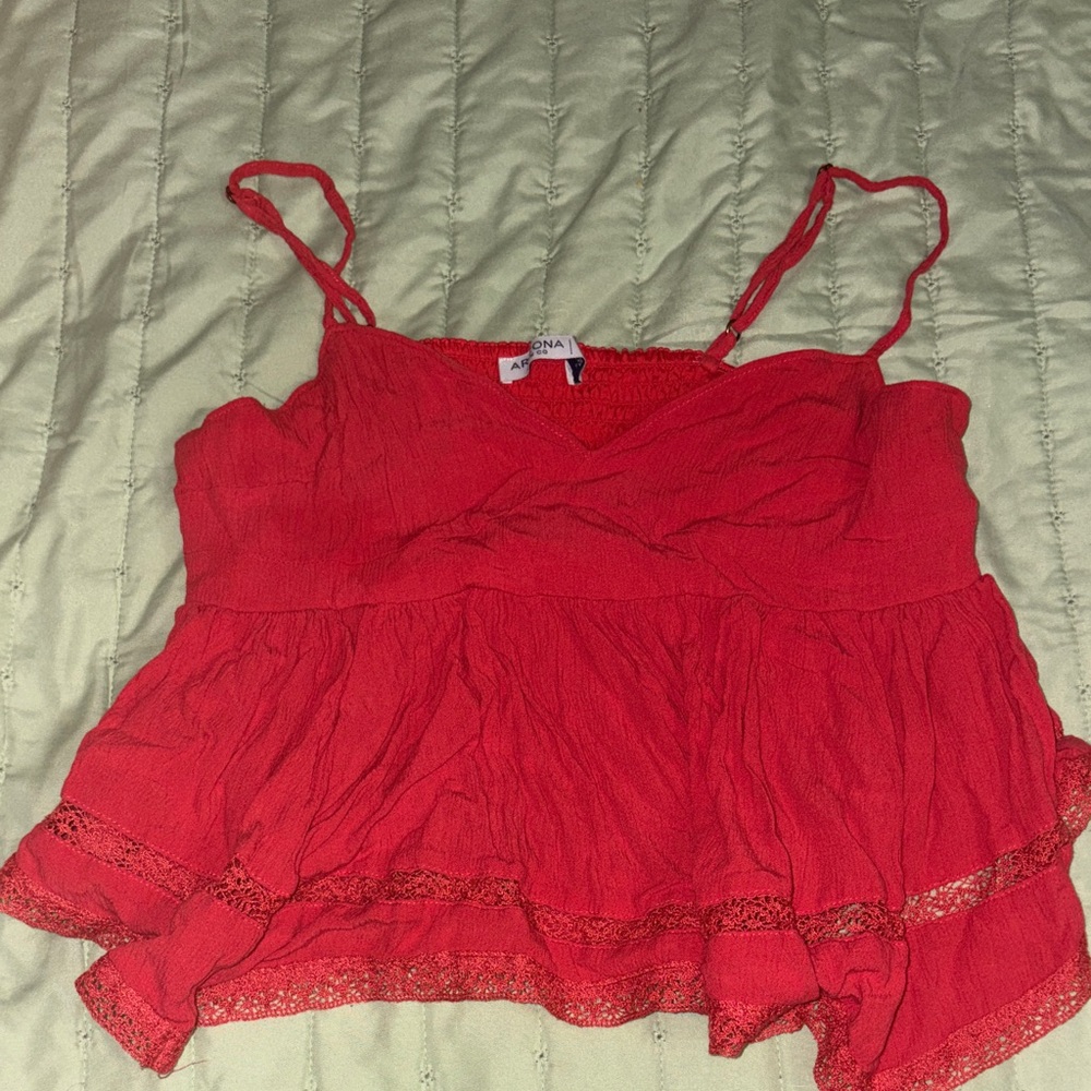JCPenney Red Camisole with Lace Trim